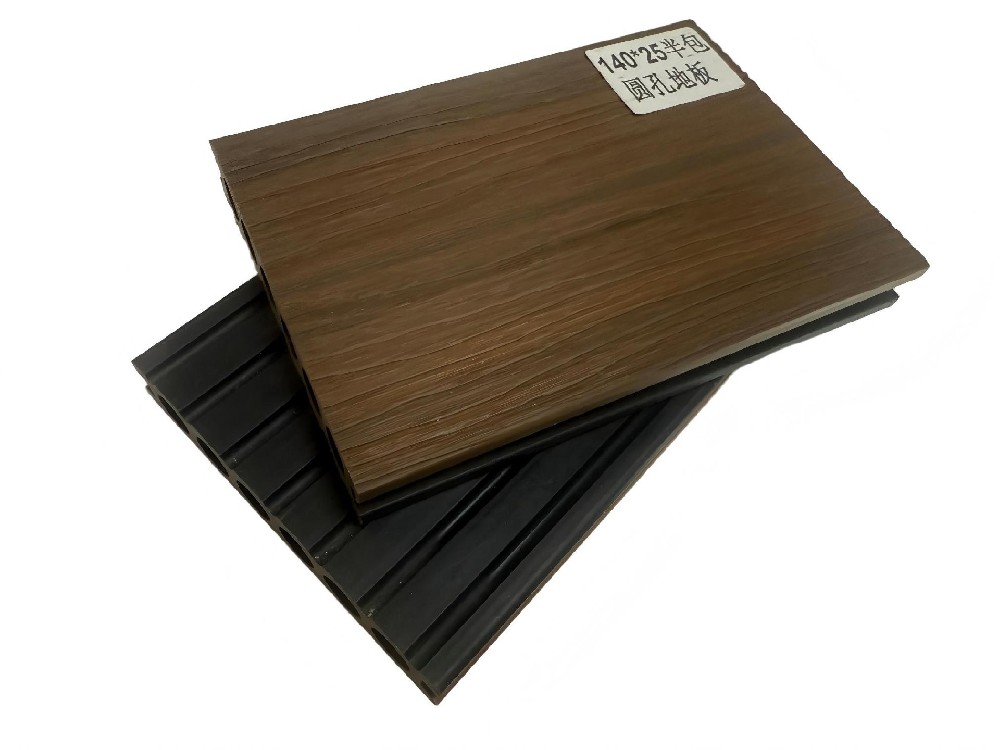 WPC二代共挤140*23圆孔塑木地板 户外景观园林木塑地板